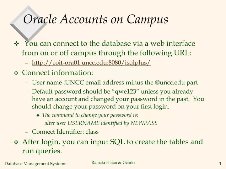 oracle accounts on campus