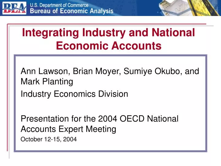 integrating industry and national economic accounts