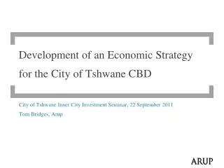 Development of an Economic Strategy for the City of Tshwane CBD