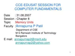 CCE-EDUSAT SESSION FOR COMPUTER FUNDAMENTALS