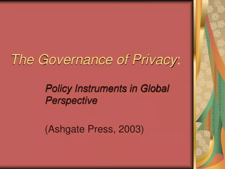 the governance of privacy