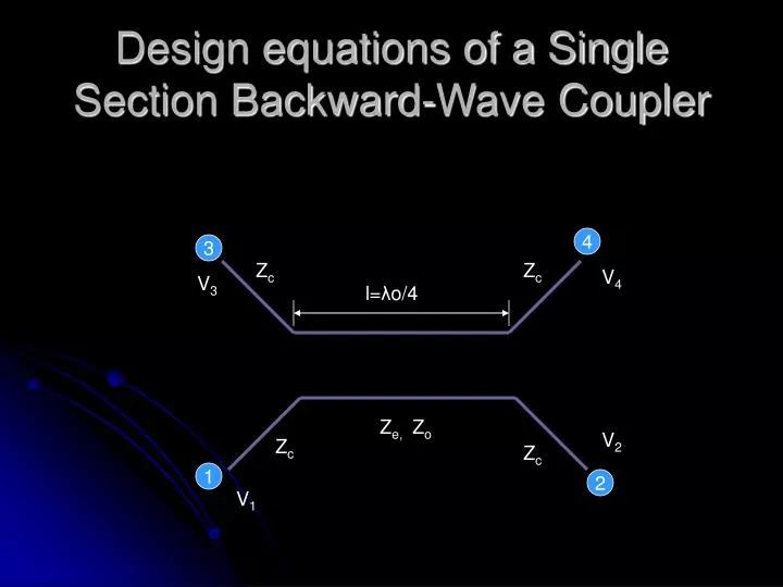 design equations of a single section backward wave coupler