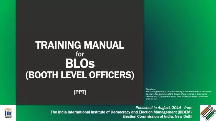 training manual for blos booth level officers ppt