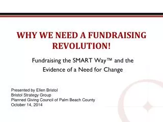 WHY WE NEED A FUNDRAISING REVOLUTION!