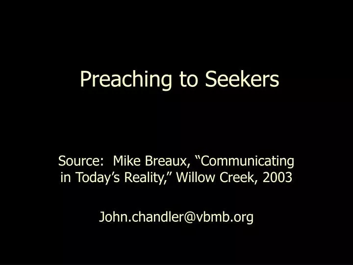 preaching to seekers