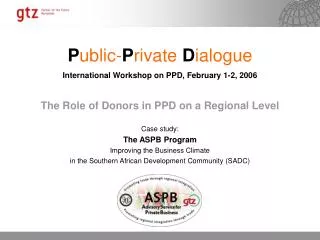 The Role of Donors in PPD on a Regional Level