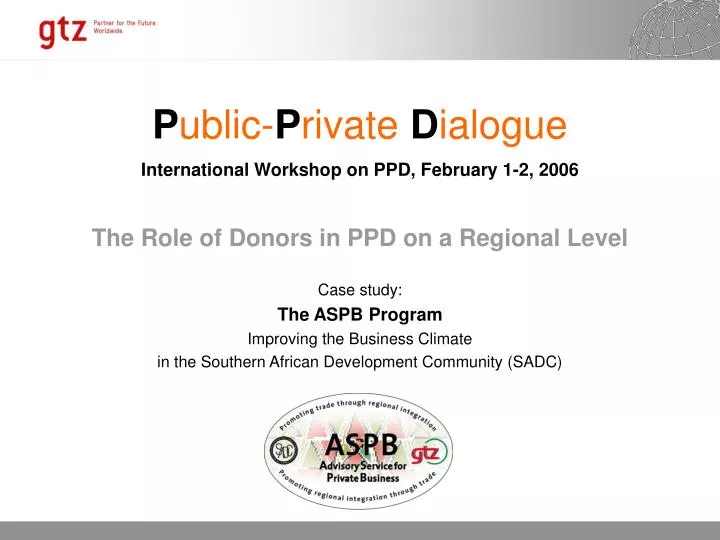 the role of donors in ppd on a regional level