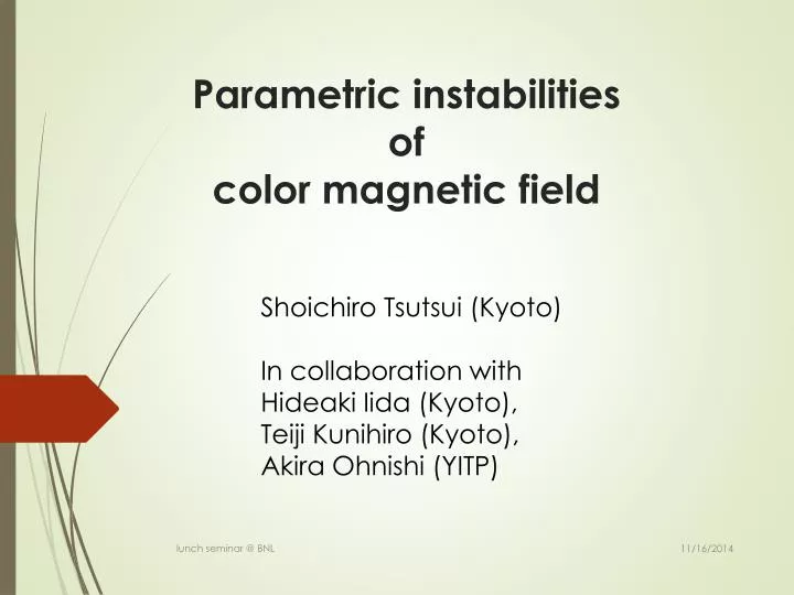 parametric instabilities of color magnetic field