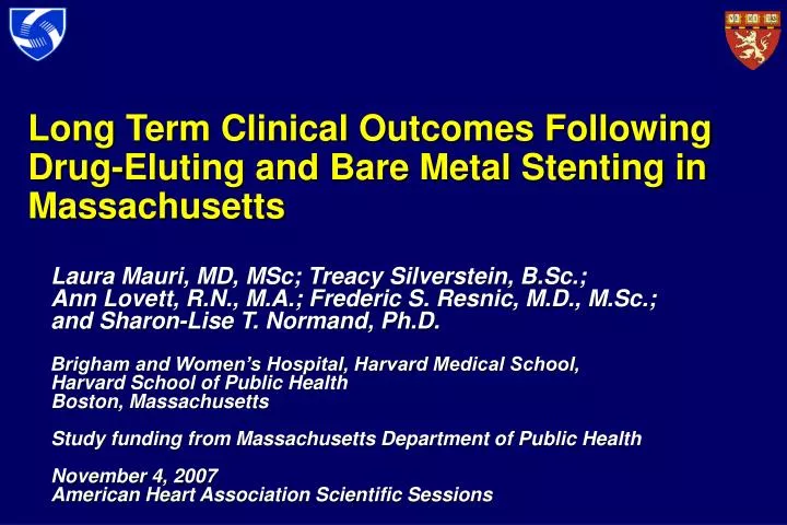 long term clinical outcomes following drug eluting and bare metal stenting in massachusetts