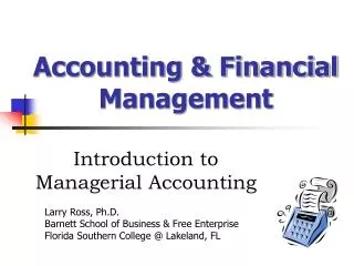 Accounting &amp; Financial Management