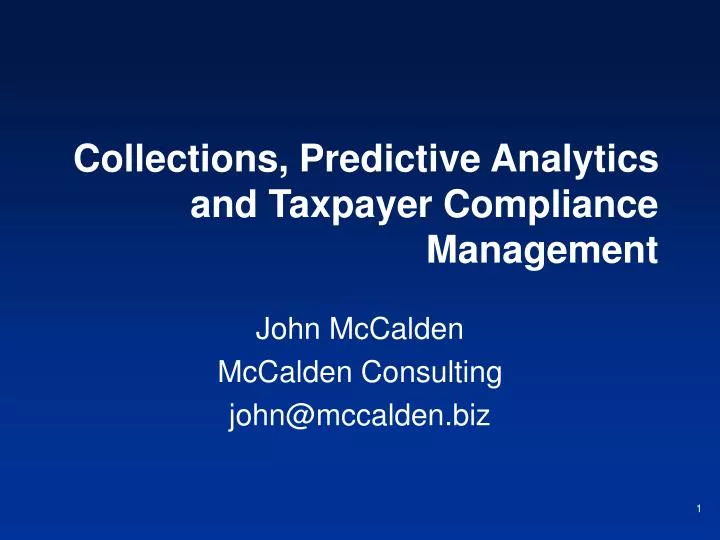 collections predictive analytics and taxpayer compliance management