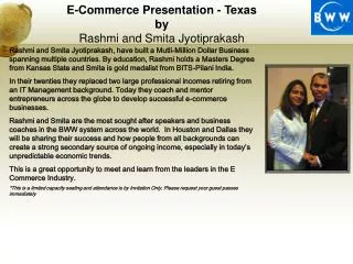 E-Commerce Presentation - Texas by Rashmi and Smita Jyotiprakash