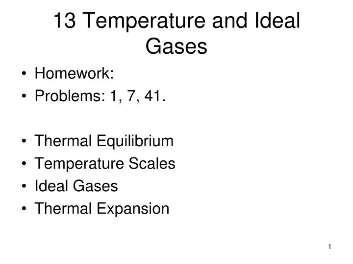 13 temperature and ideal gases