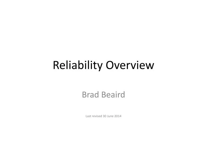 reliability overview