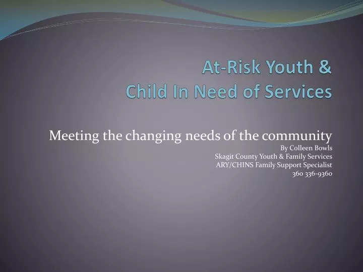 at risk youth child in need of services