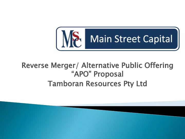 reverse merger alternative public offering apo proposal tamboran resources pty ltd