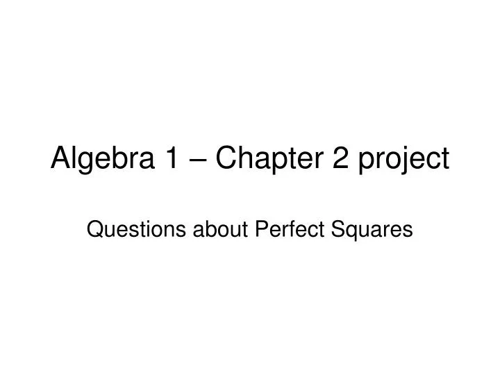 algebra 1 chapter 2 project