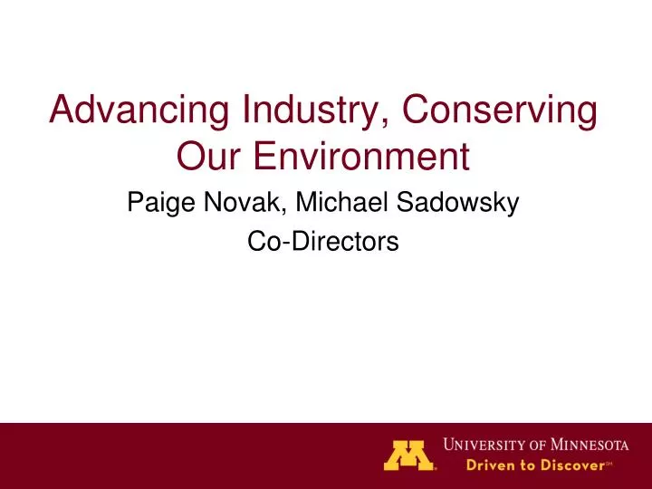 advancing industry conserving our environment paige novak michael sadowsky co directors