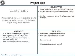 OBJECTIVES WHAT did you try to accomplish during this project?