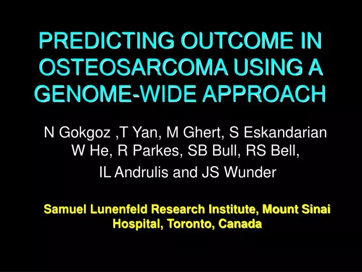 predicting outcome in osteosarcoma using a genome wide approach