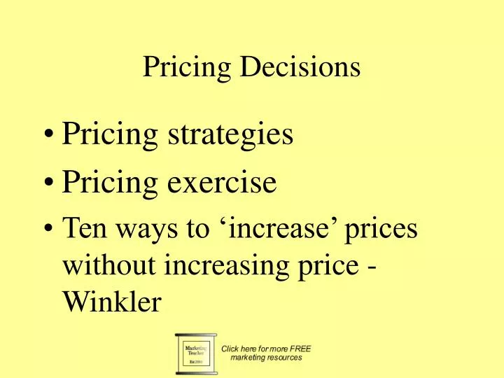 pricing decisions