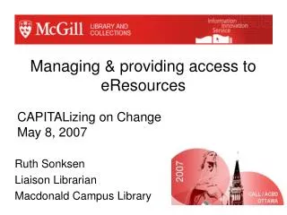 Managing &amp; providing access to eResources