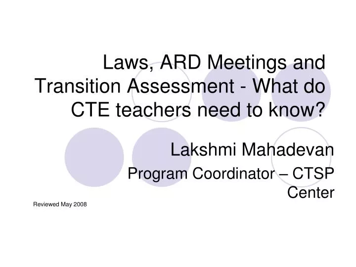 laws ard meetings and transition assessment what do cte teachers need to know