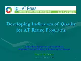 Developing Indicators of Quality for AT Reuse Programs