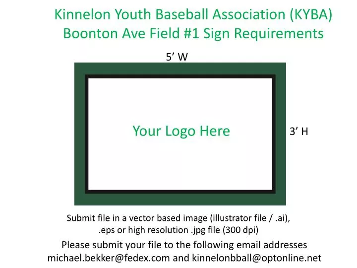 kinnelon youth baseball association kyba boonton ave field 1 sign requirements