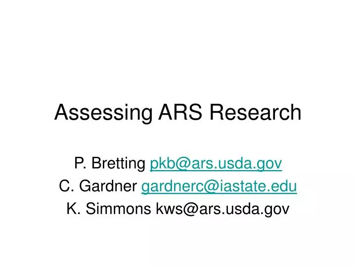 assessing ars research