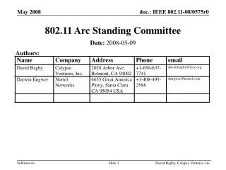 802.11 Arc Standing Committee