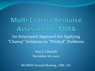 Multi-Criteria Resource Assessment - MIRA