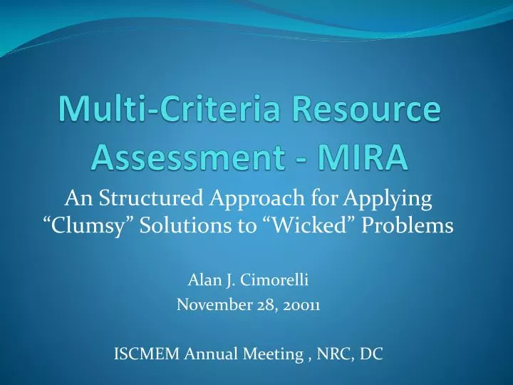 multi criteria resource assessment mira