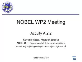 NOBEL WP2 Meeting Activity A.2.2