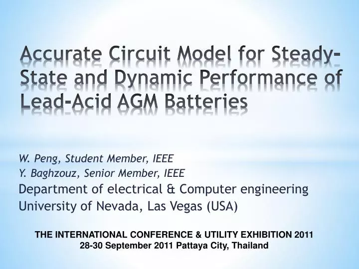 accurate circuit model for steady state and dynamic performance of lead acid agm batteries