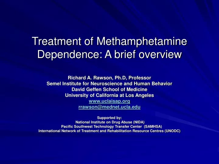 treatment of methamphetamine dependence a brief overview
