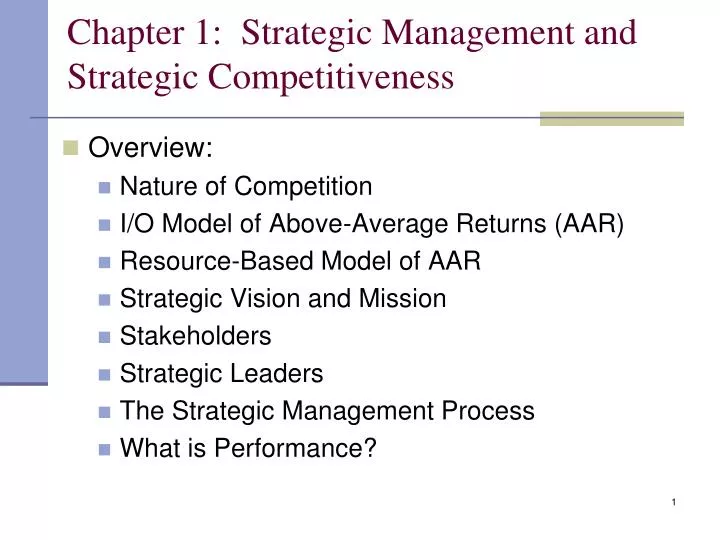 chapter 1 strategic management and strategic competitiveness