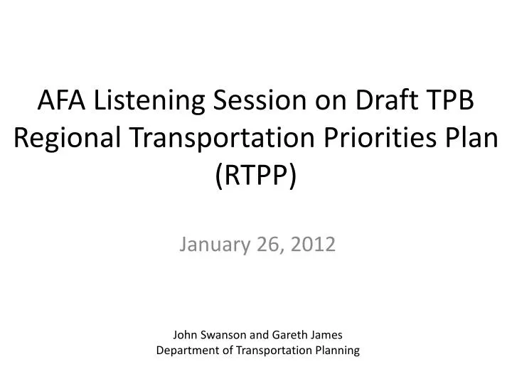 afa listening session on draft tpb regional transportation priorities plan rtpp