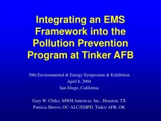 Integrating an EMS Framework into the Pollution Prevention Program at Tinker AFB