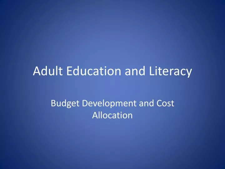 adult education and literacy