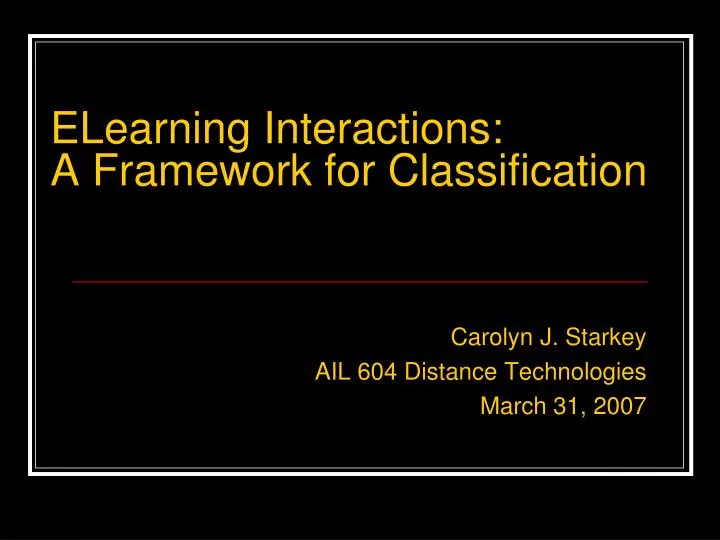 elearning interactions a framework for classification