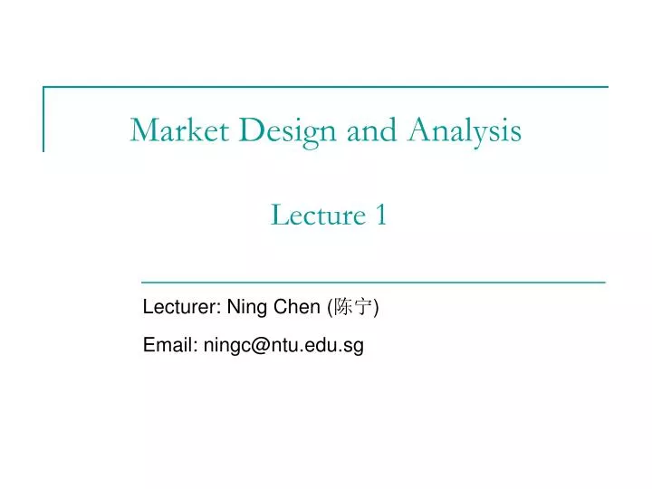 market design and analysis lecture 1