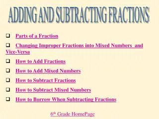 ADDING AND SUBTRACTING FRACTIONS