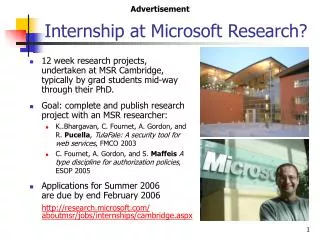 Internship at Microsoft Research?