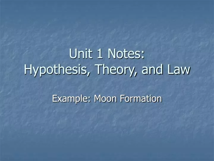 unit 1 notes hypothesis theory and law