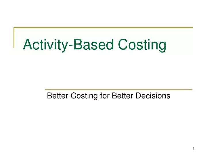 activity based costing