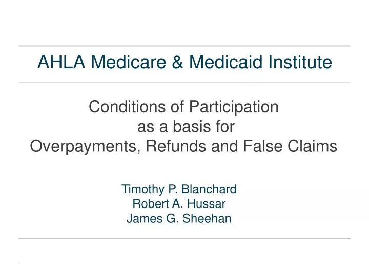 PPT AHLA Medicare & Medicaid Institute PowerPoint Presentation ID