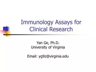 Immunology Assays for Clinical Research