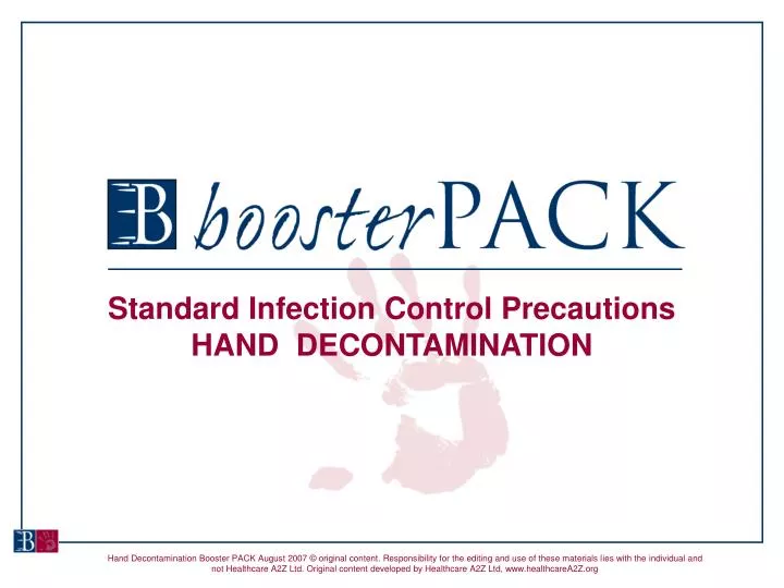 standard infection control precautions hand decontamination
