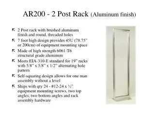 AR200 - 2 Post Rack (Aluminum finish)
